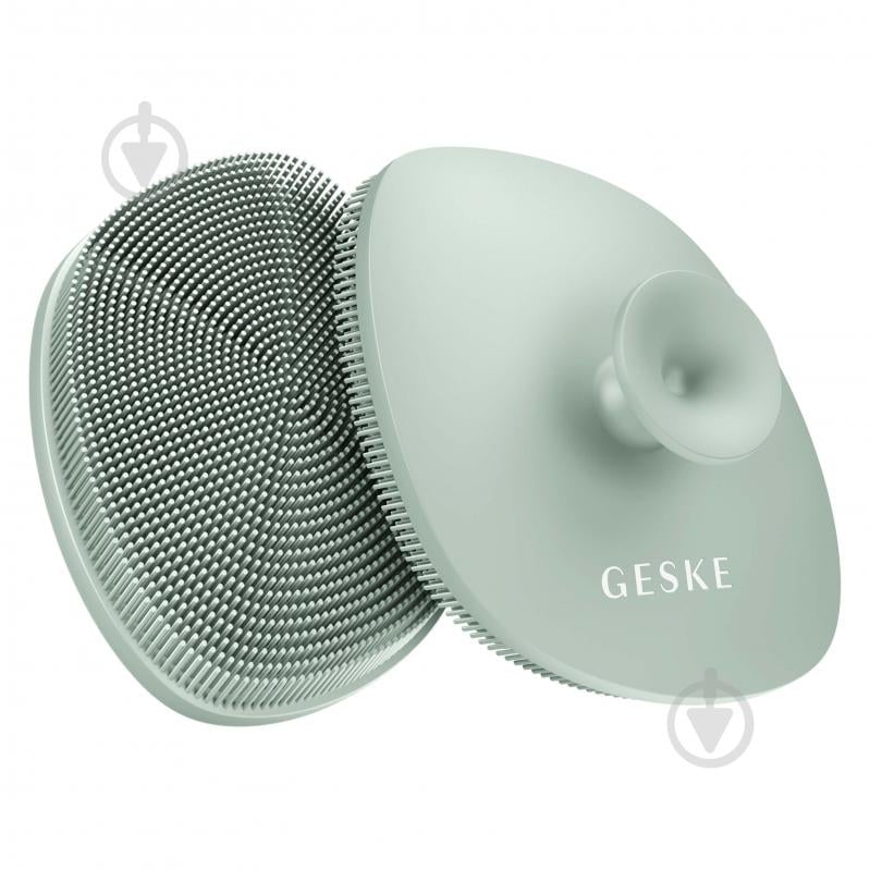 Косметична щіточка для обличчя GESKE Facial Brush 4 в 1 зелений з тримачем - фото 1