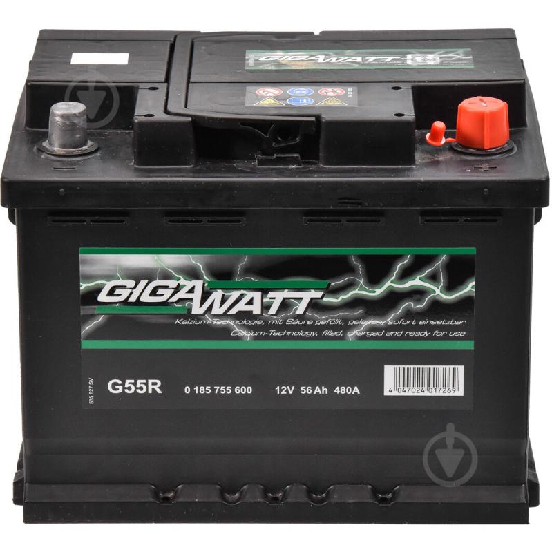 Аккумулятор автомобильный GIGAWATT 56Ah 480A 12V 0185755600 «+» справа (GW 0185755600) - фото 1