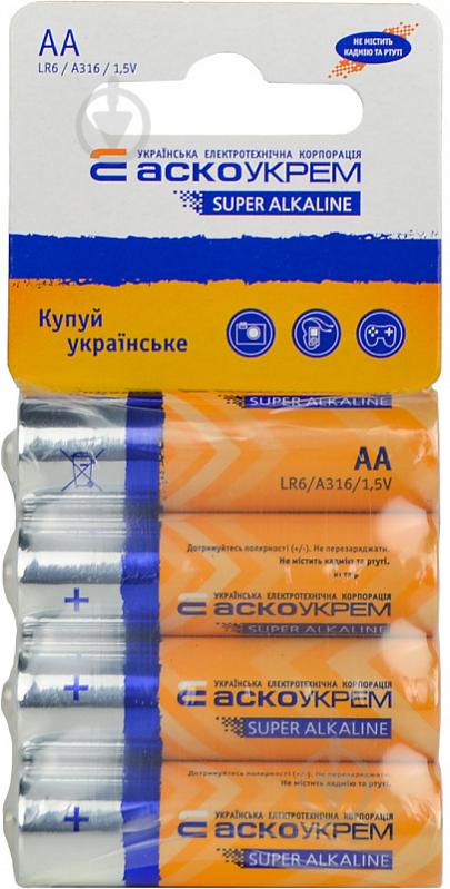 Батарейка Аско-Укрем AA (пальчикові) 4 шт. (Аско.LR6.SC4) - фото 1