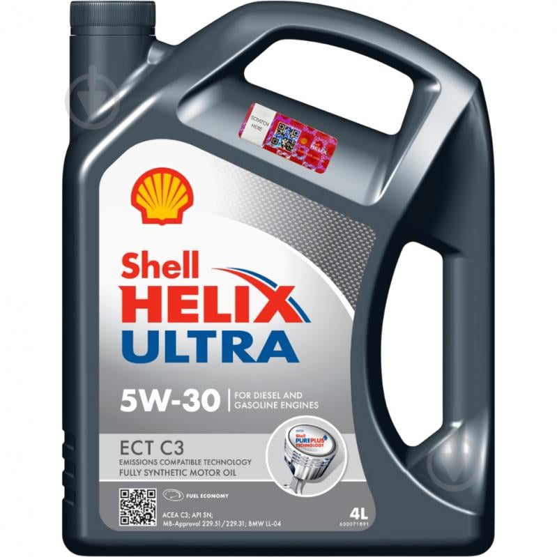 Моторное масло синтетическое SHELL Helix Ultra ECT C3 5W-30 4 л (ТОВ-У505636) - фото 1