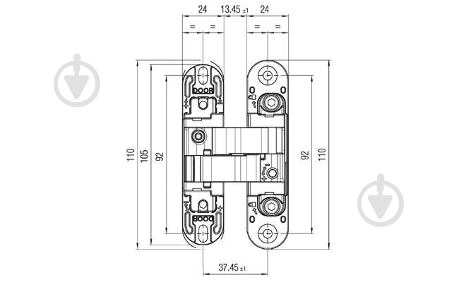 Петля Hafele 927.91.664 K1000 3D F1 110x27x24 мм матовый хром универсальная 1 шт. - фото 2