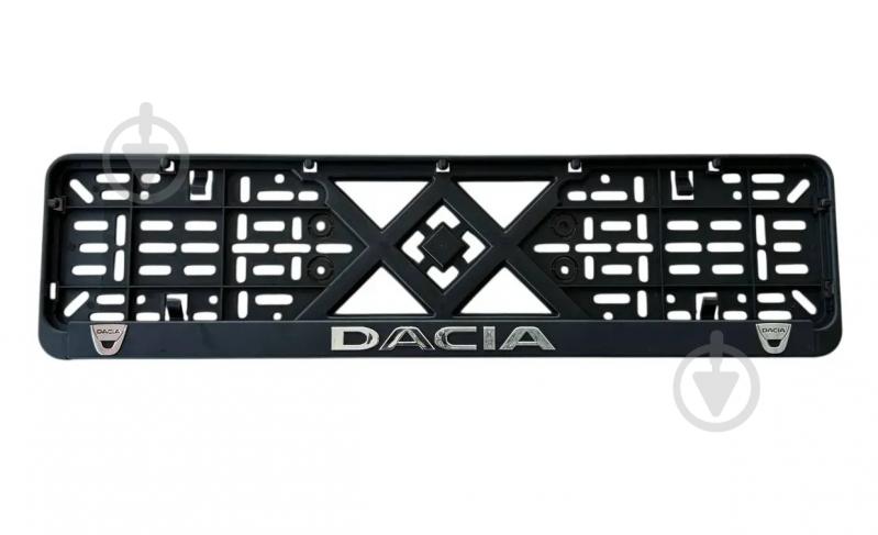 Рамка под номерной знак Poputchik пластик с объемными буквами Dacia (2 шт.) - фото 1