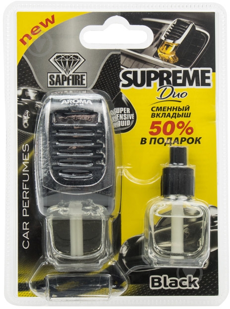 Ароматизатор на дефлектор  SAPFIRE Aroma Car Supreme Duo black - фото 1