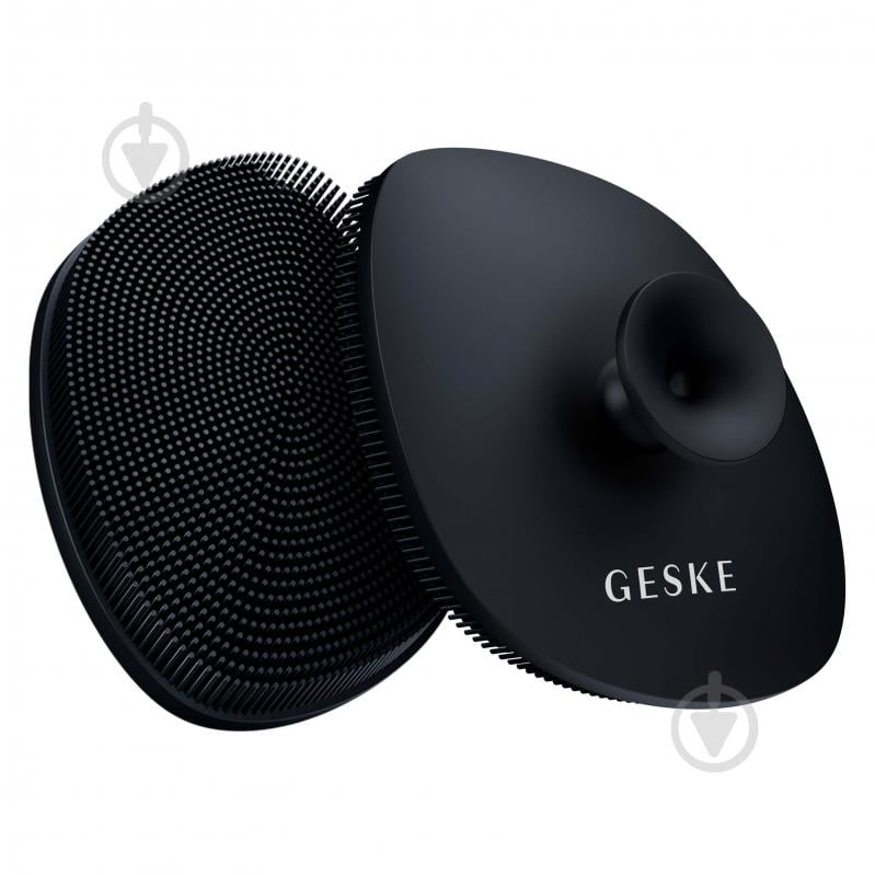 Косметическая щеточка для лица GESKE Facial Brush 4 в 1 чёрная с держателем - фото 1