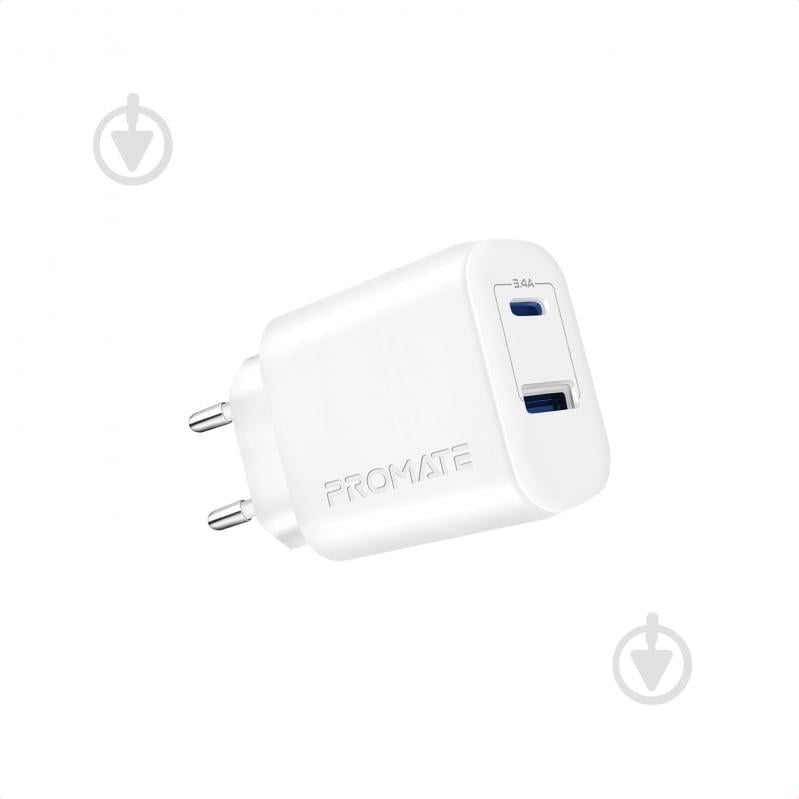 Мережевий зарядний пристрій Promate BiPlug-2 17Вт USB-C+USB-A - фото 1