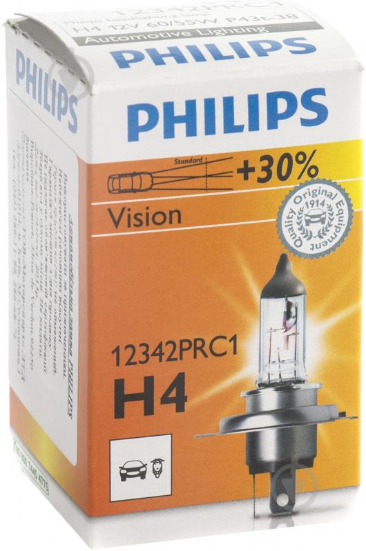 Автолампа галогенна Philips Vision H4 60/55 Вт 1 шт.(49099560) - фото 2