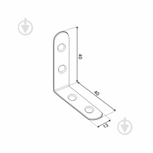 Кутник вузький Domax рівносторонній 40x40x13 мм 2 мм (4шт.) - фото 2