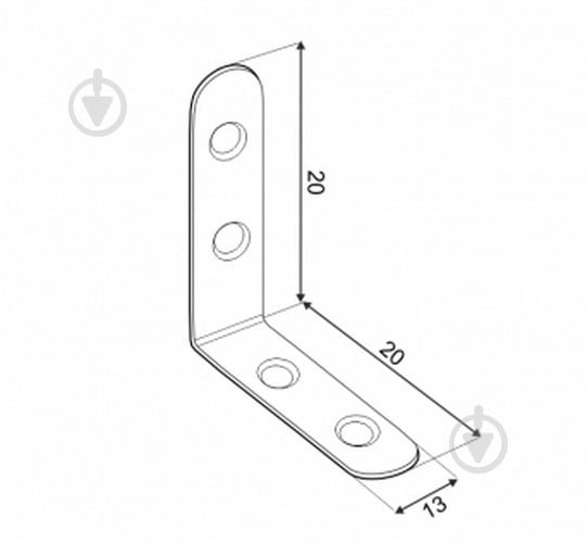 Кутник вузький Domax рівносторонній 20x20x13 мм 2 мм (4 шт.) FKW 20 - фото 2