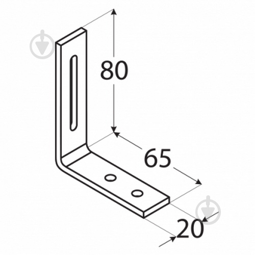 Кутник монтажний Domax L-подібний 80x65x20 мм 3 мм KR1 - фото 2