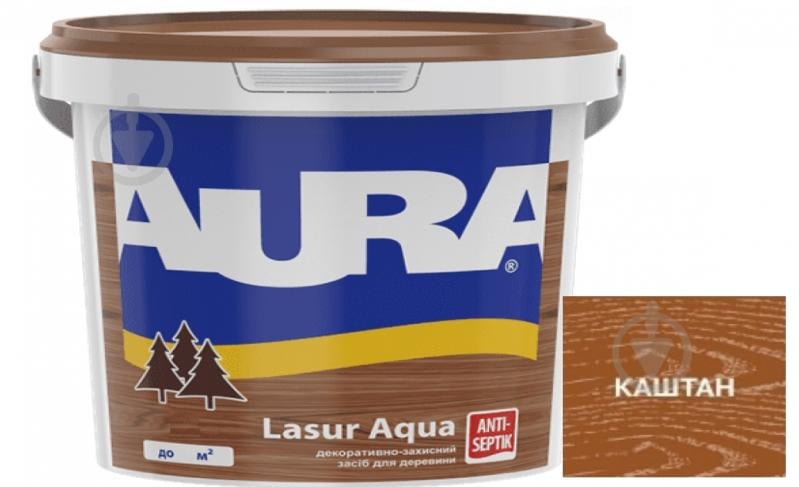 Деревозахисний засіб Aura® Lasur Aqua каштан шовковистий мат 0,07 л - фото 1