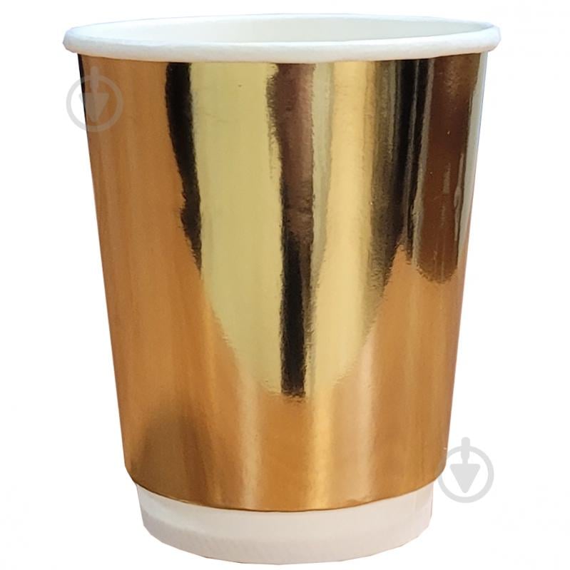 Стаканчики бумажные Золото 250 мл Party Хата 6 шт. - фото 1 Стаканчики бумажные Золото 250 мл Party Хата 6 шт. - фото 1