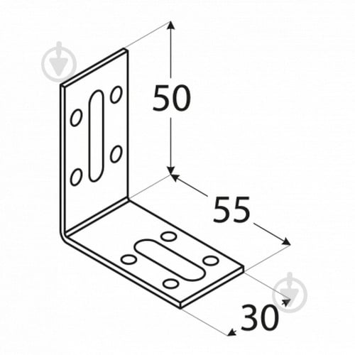Кутник монтажний Domax L-подібний 50x55x30 мм 2 мм KRD1 - фото 2