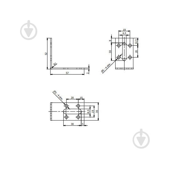 Уголок монтажный Domax L-образный 50x55x30 мм 2 мм KRD1 - фото 3