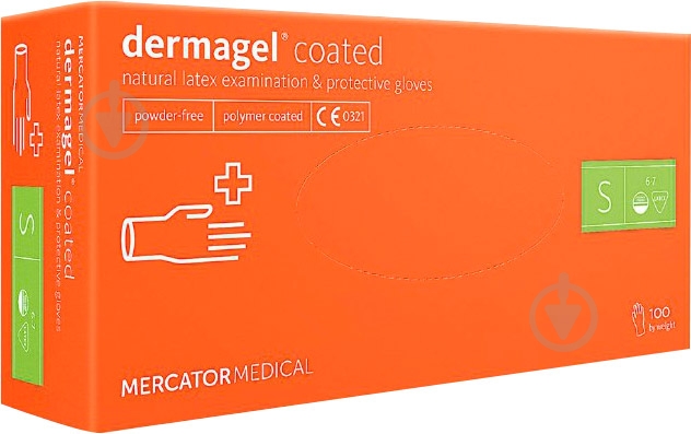 Рукавички латексні Mercator Medical Dermagel Coated р.S 100 шт./уп. - фото 1 Рукавички латексні Mercator Medical Dermagel Coated р.S 100 шт./уп. - фото 1