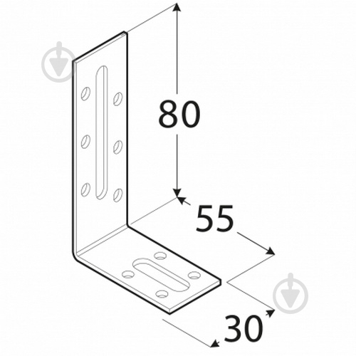 Кутник монтажний Domax L-подібний 80x55x30 мм 2 мм KRD3 - фото 2