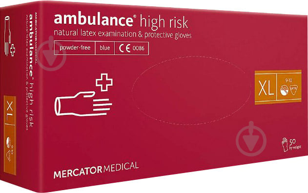 Рукавички латексні Mercator Medical Ambulance High Risk р.XL 50 шт./уп. - фото 1