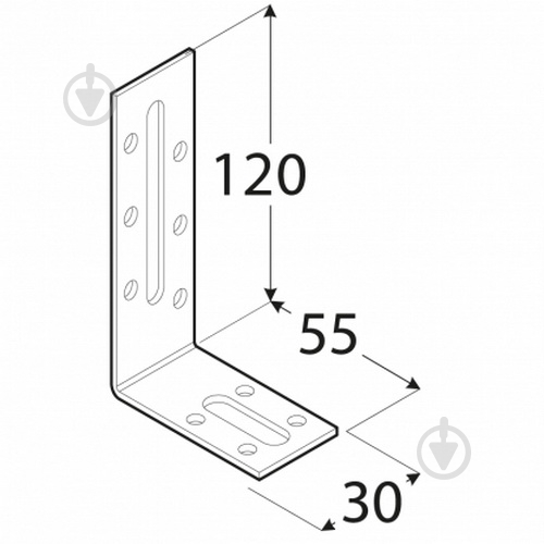 Кутник монтажний Domax L-подібний 120x55x30 мм 2 мм KRD4 - фото 2