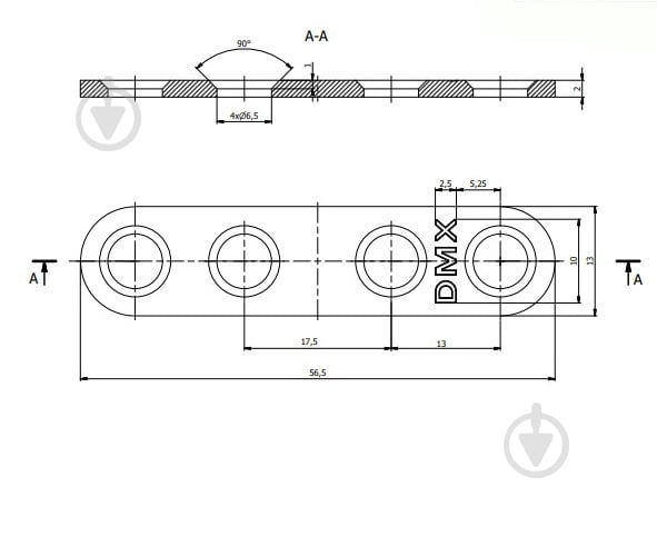 Пластина перфорированная узкая Domax FLW 60 56,5х13х2 мм - фото 3