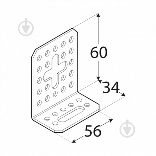Кутник монтажний Domax L-подібний 60x34x56 мм 2 мм KRD6 - фото 2