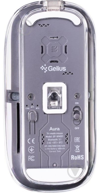 Мышка беспроводная Gelius Aura GP-WM001 transparent grey (00000099746) - фото 5