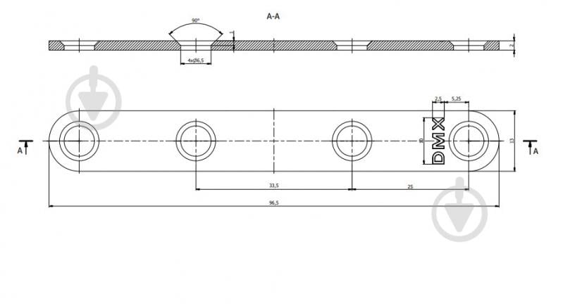 Пластина перфорована вузька Domax FLW 100 96,5х13х2 мм - фото 3