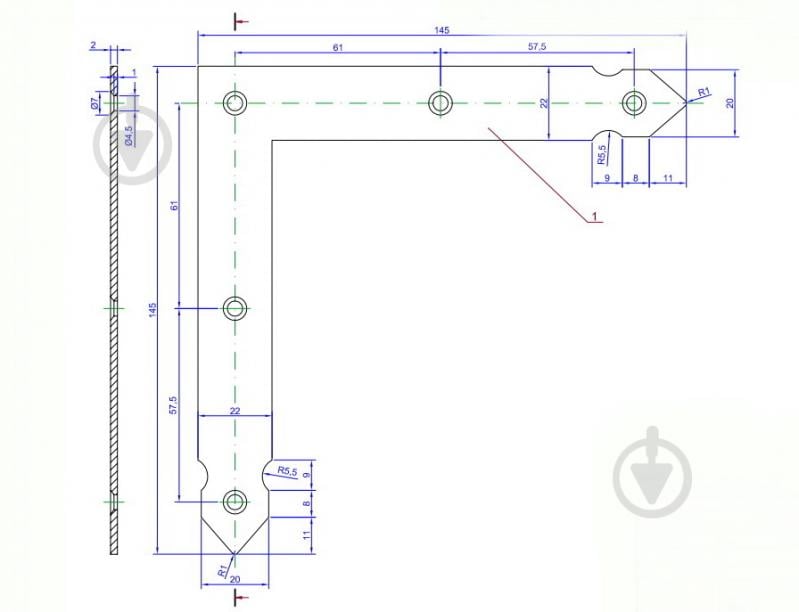 Уголок монтажный Domax равносторонний 150x150x25 мм 2,5 мм NAO 1 - фото 4