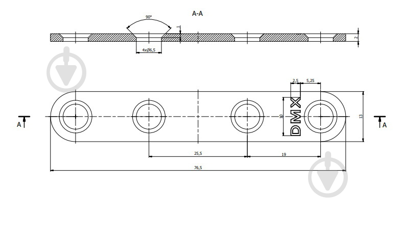 Пластина перфорированная узкая Domax FLW 80 76,5х13х2 мм - фото 2