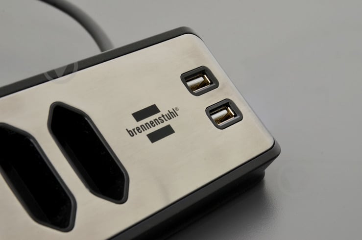 Удлинитель бытовой Brennenstuhl Estilo с USB с заземлением 4 гн. черно-серый 2 м 1153590410 - фото 4