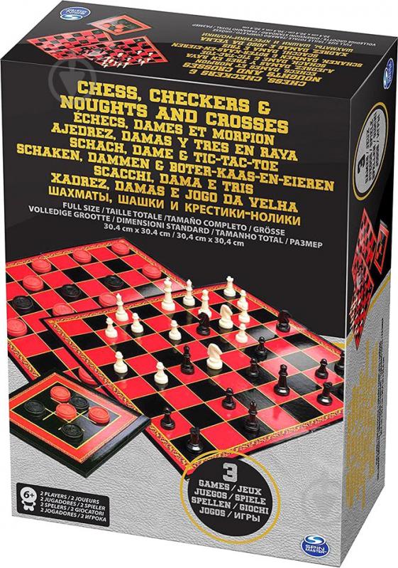 Набор настольных игор Spin Master Шахматы, шашки, крестики-нолики SM98377/6033146 - фото 1