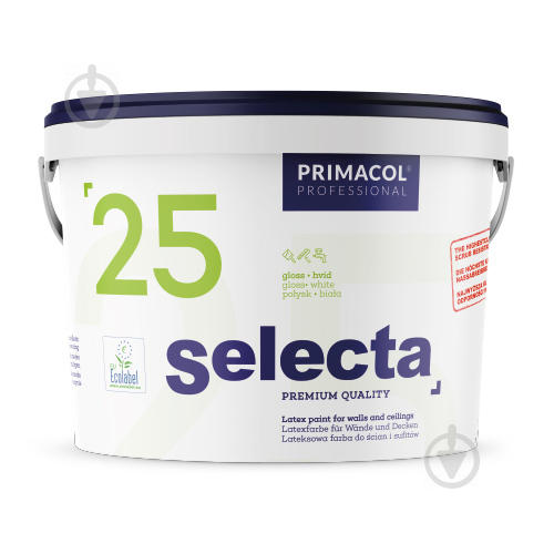 Краска интерьерная латексная Primacol Professional Selecta 25 глянец белый 1 л - фото 1