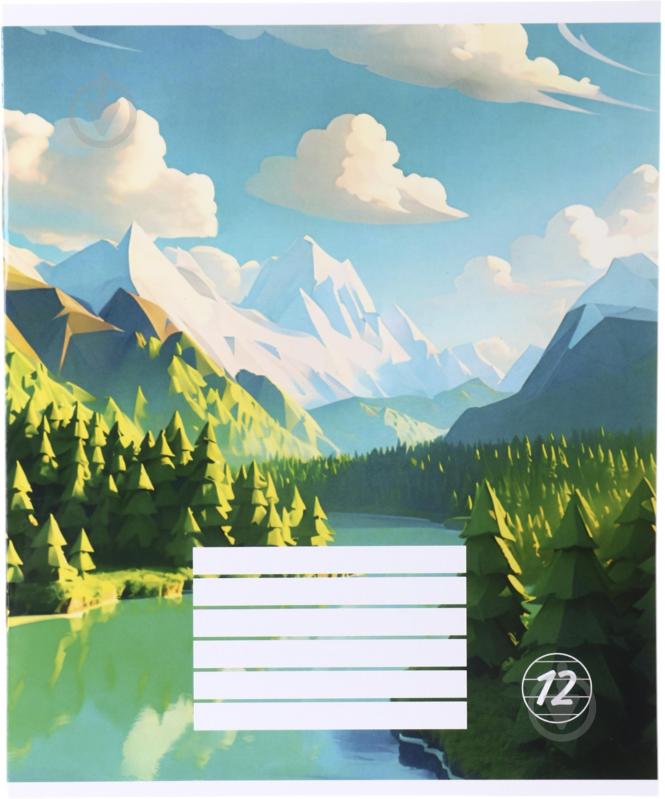 Тетрадь школьная Pixel landscape1_25 12 листов скоба, лінія Nota Bene - фото 1