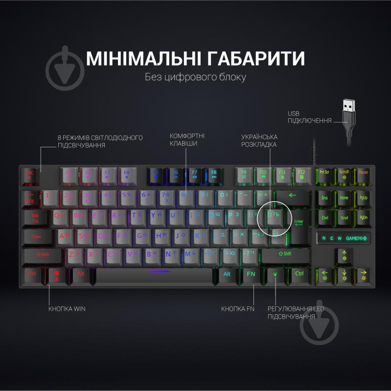 Клавіатура ігрова GamePro (MK100B) black - фото 6