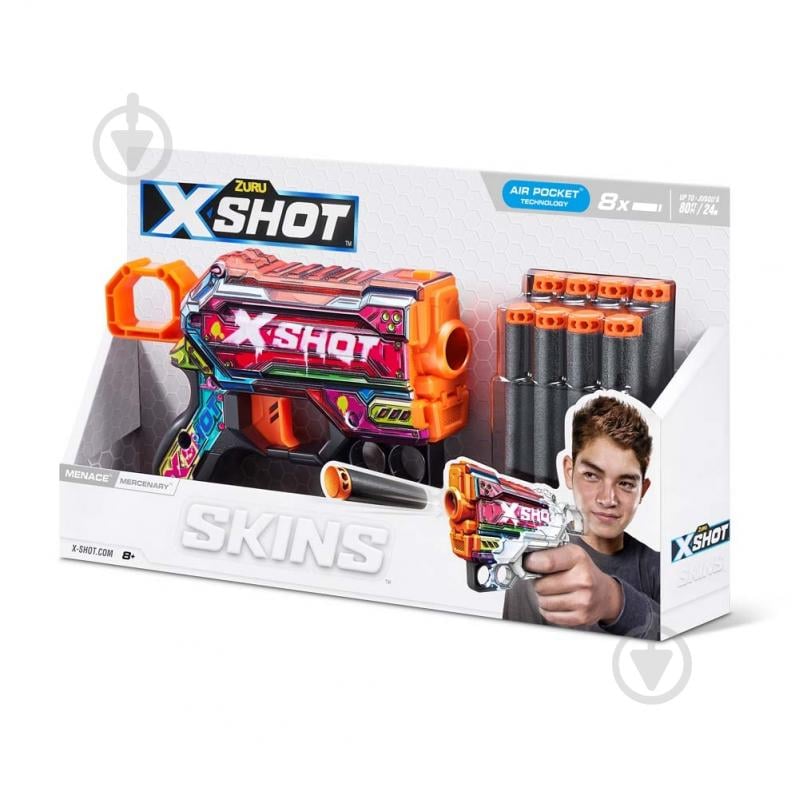 Швидкострільний бластер Zuru X-Shot Skins Menace Mercenary (8 патронів) 36515P - фото 2