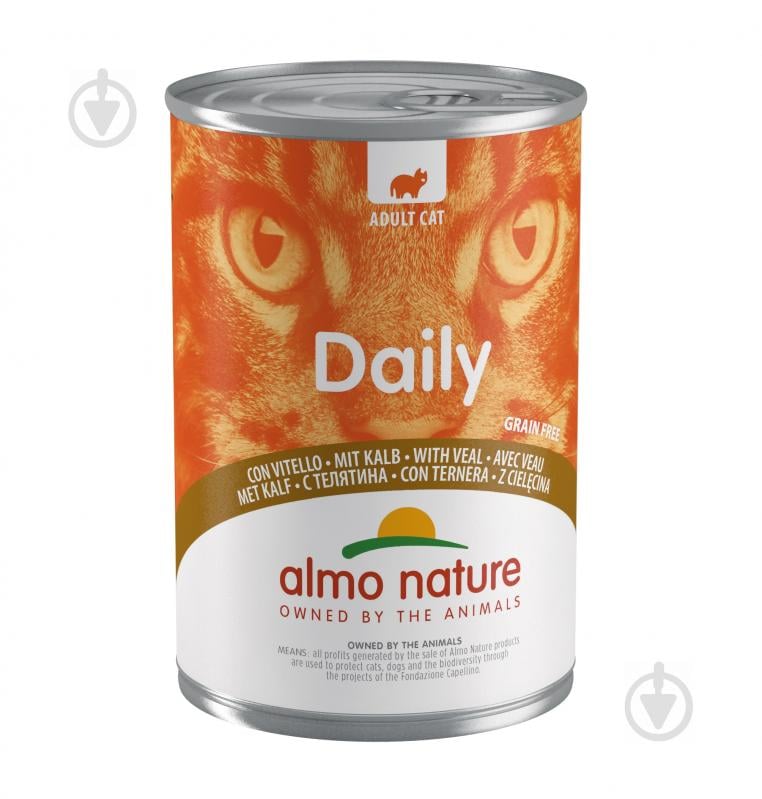 Консерва для дорослих котів Almo Nature Daily Menu з телятиною 400 г - фото 1