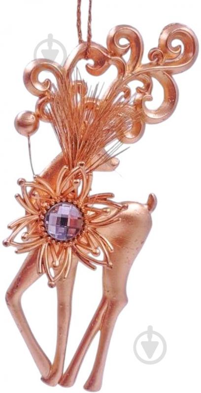 Іграшка на ялинку Олень пластик 2422-061 17 см золотий - фото 1