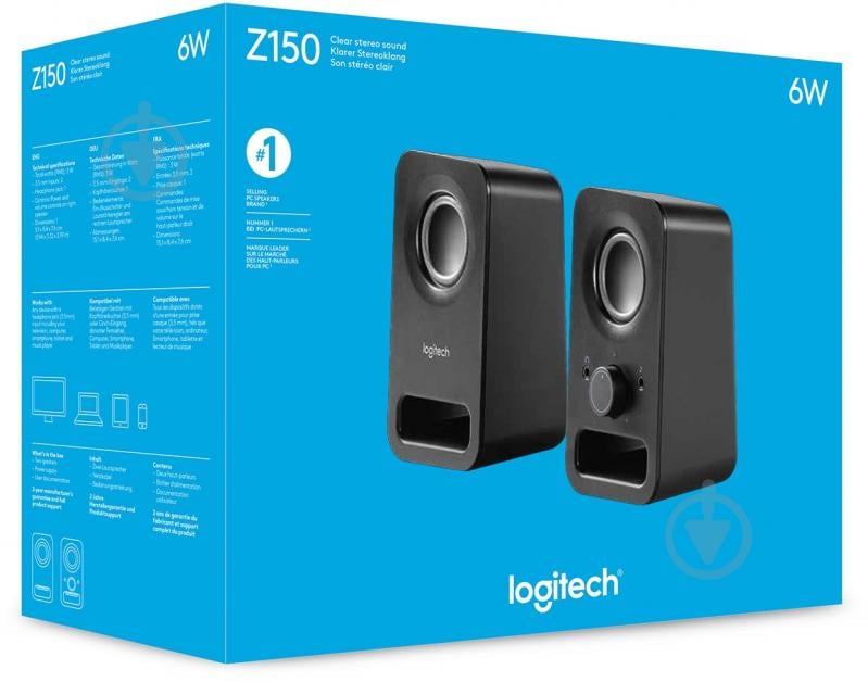 Акустична система Logitech Z150 2.0 midnight black (980-000814) - фото 5