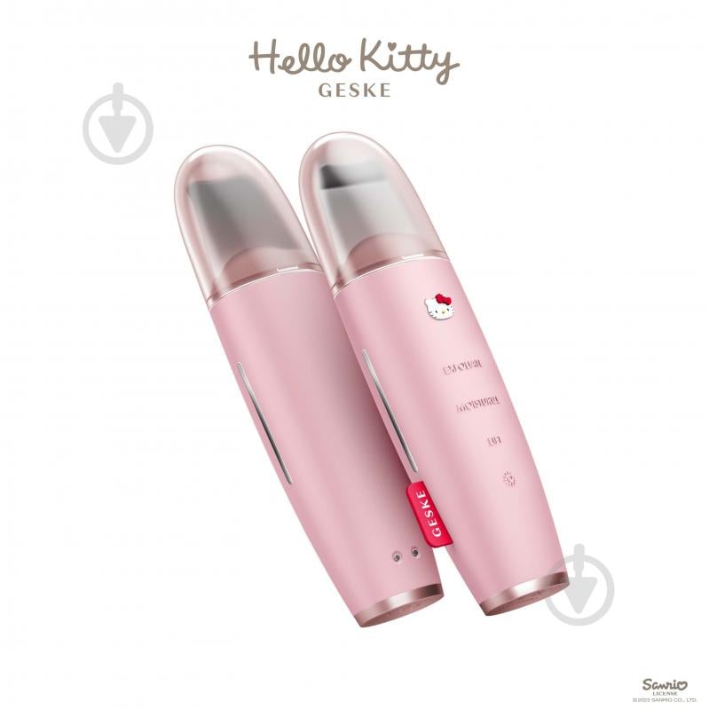 Микротоковый скрабер GESKE для кожи и устранения черных точек MicroCurrent Skin Scrubber & Blackhead Remover 9 в 1 Hello Kitty розовый - фото 1