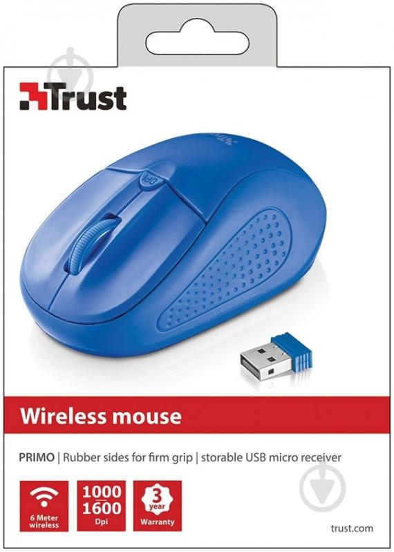 Миша Trust Primo Wireless Mouse (20786) blue (6231368) - фото 4 Миша Trust Primo Wireless Mouse (20786) blue (6231368) - фото 4