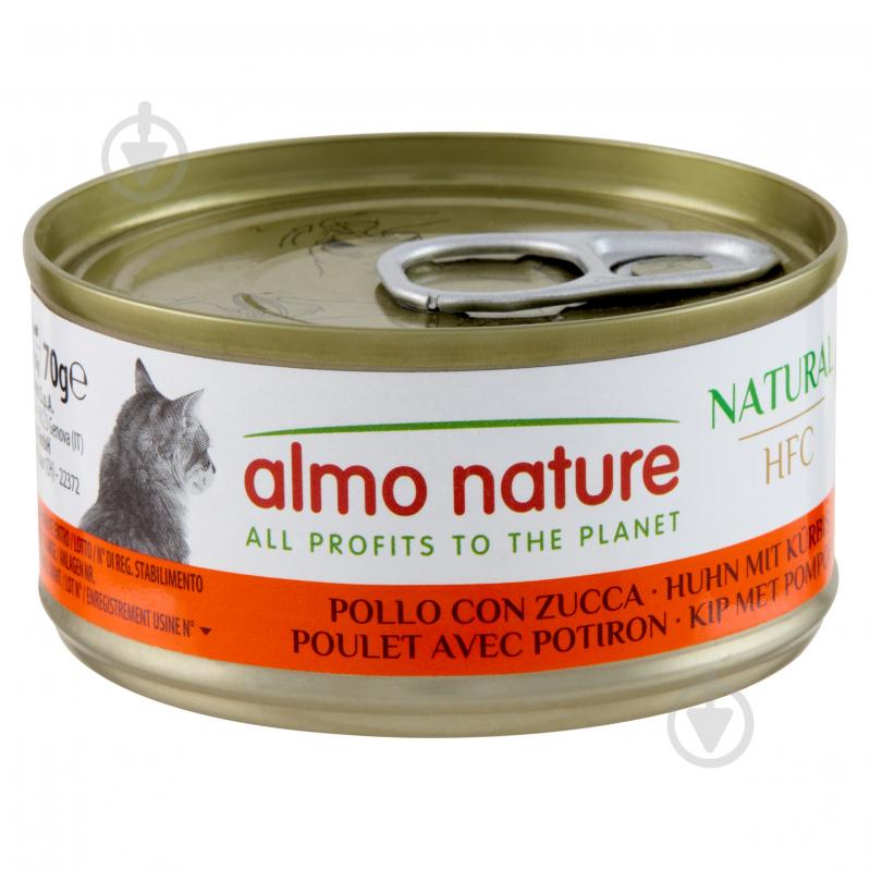 Консерва для взрослых котов Almo Nature HFC Natural с курицей и тыквой 70 г - фото 1 Консерва для взрослых котов Almo Nature HFC Natural с курицей и тыквой 70 г - фото 1