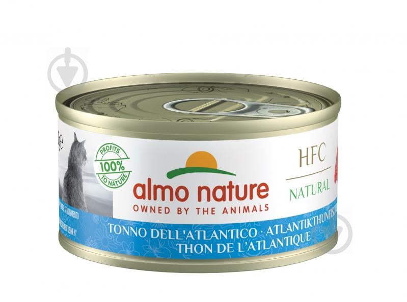 Консерва для дорослих котів Almo Nature HFC Cat Natural з атлантичним тунцем 70 г - фото 1