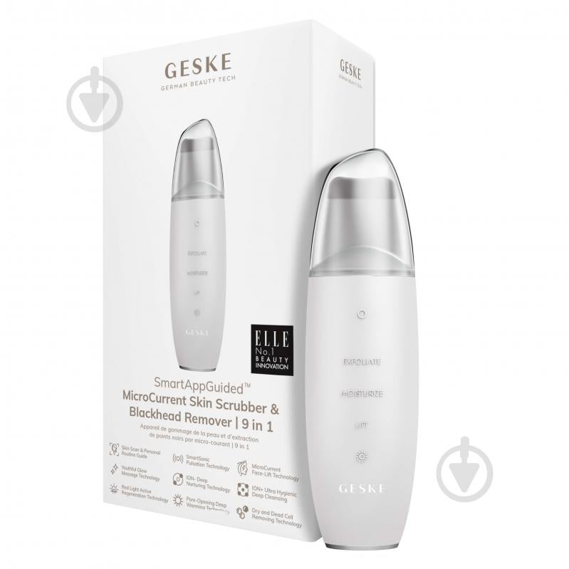 Микротоковый скрабер GESKE для кожи и устранения черных точек MicroCurrent Skin Scrubber & Blackhead Remover 9 в 1 белый - фото 5