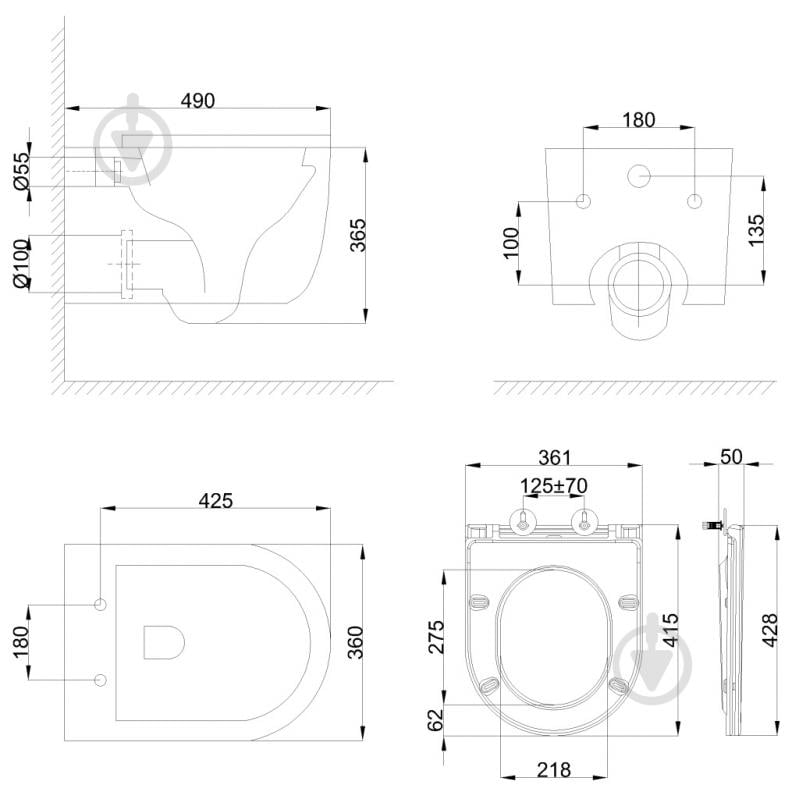 Унитаз подвесной Invena Korfu Vortex CE-95-001 - фото 6