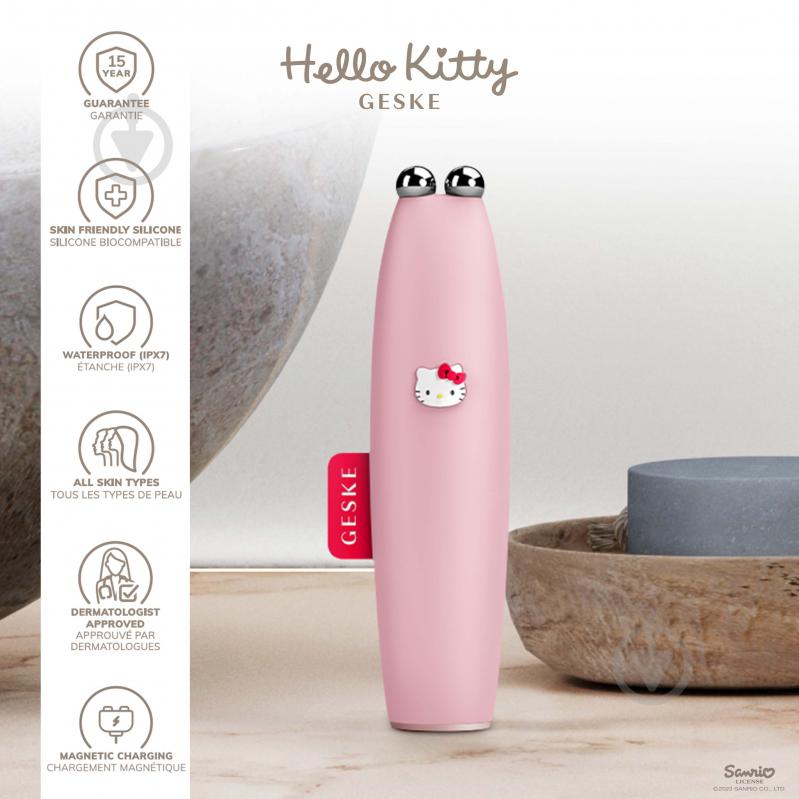 Ручка микротоковая GESKE для подтяжки лица MicroCurrent Face-Lift Pen 6 в 1 by Hello Kitty розовый - фото 3