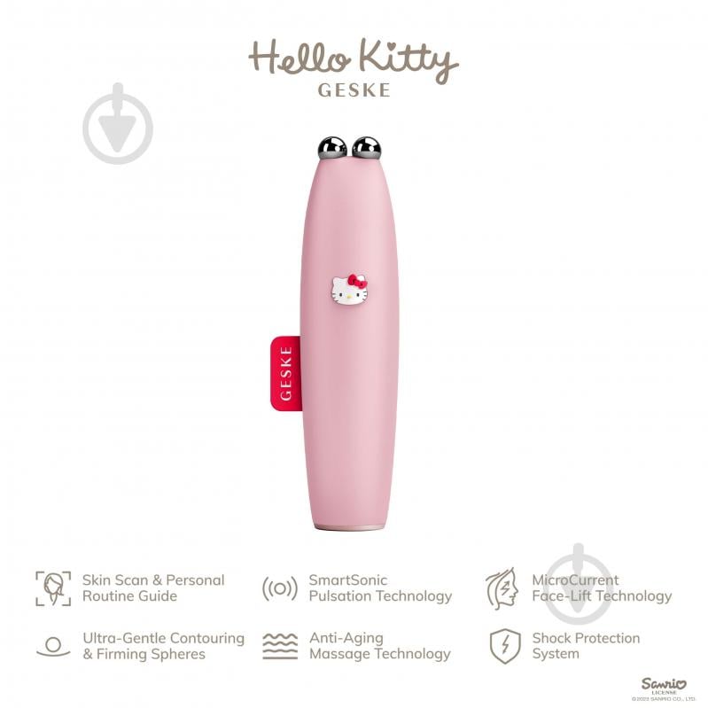 Ручка микротоковая GESKE для подтяжки лица MicroCurrent Face-Lift Pen 6 в 1 by Hello Kitty розовый - фото 4