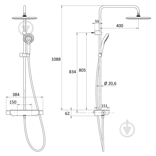 Душевая система Imprese Centrum T-15510W - фото 2