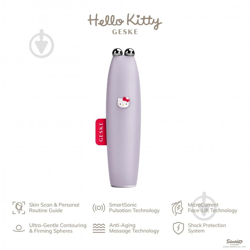 Ручка микротоковая GESKE для подтяжки лица MicroCurrent Face-Lift Pen 6 в 1 by Hello Kitty фиолетовый - фото 4