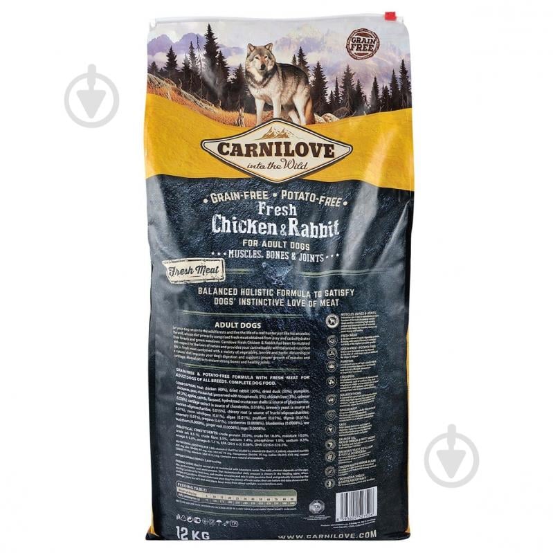 Корм сухой Carnilove Fresh Chicken & Rabbit для взрослых собак всех пород курица и кролик 12 кг - фото 3 Корм сухой Carnilove Fresh Chicken & Rabbit для взрослых собак всех пород курица и кролик 12 кг - фото 3