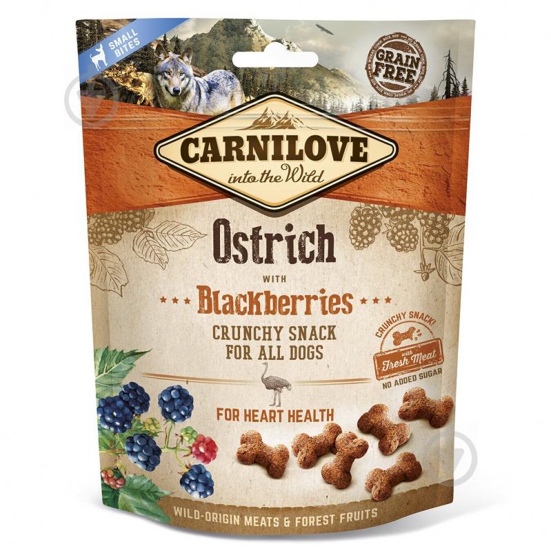 Ласощі Carnilove для собак Crunchy Snack, страус та ожина, 200 г - фото 1