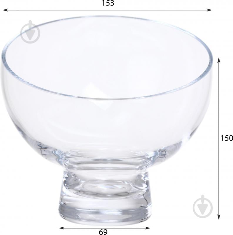 Ваза скляна Wrzesniak Glassworks Сфера скошена на ніжці 15 см прозора 15-848 - фото 2