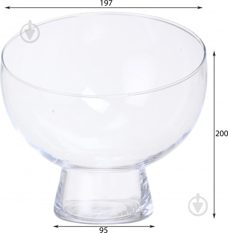Ваза скляна Wrzesniak Glassworks Сфера скошена на ніжці 20 см прозора 15-848A - фото 2
